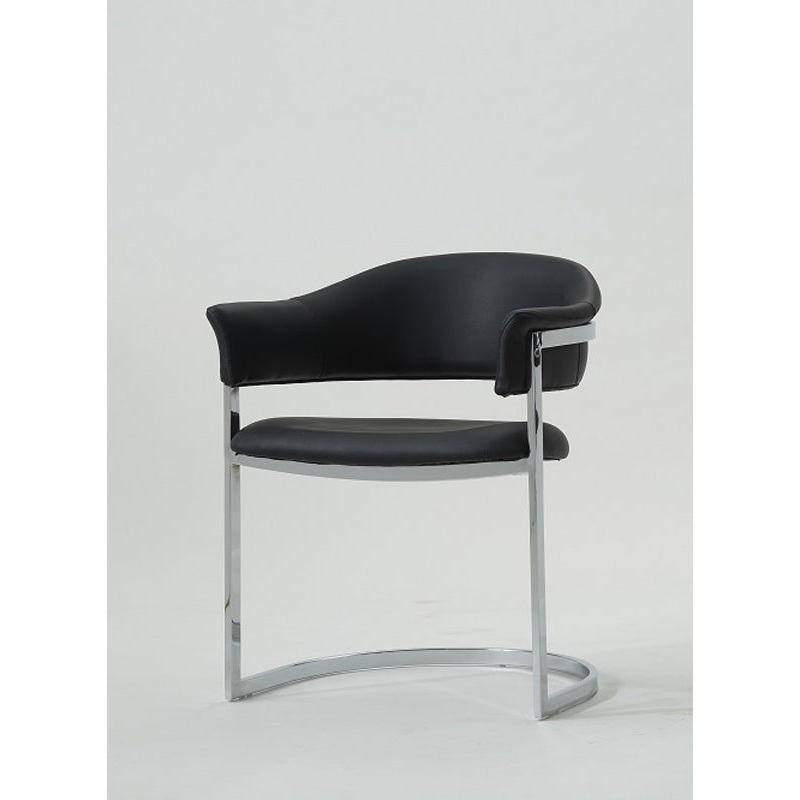 30' Black Leatherette And Stainless Steel Dining Chair By Homeroots