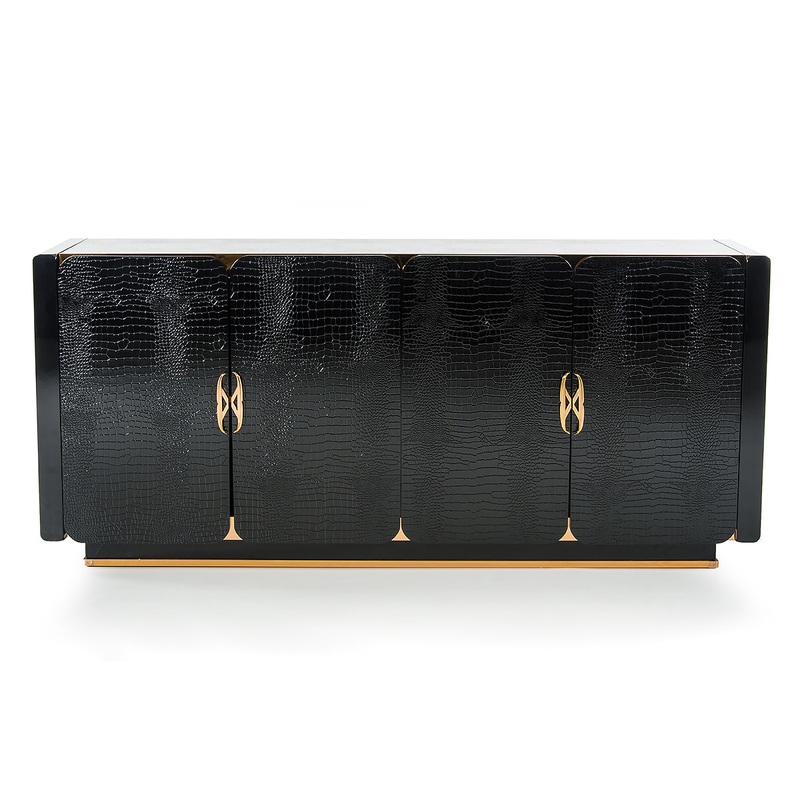 32' Black Crocodile And Rosegold Mdf Buffet By Homeroots