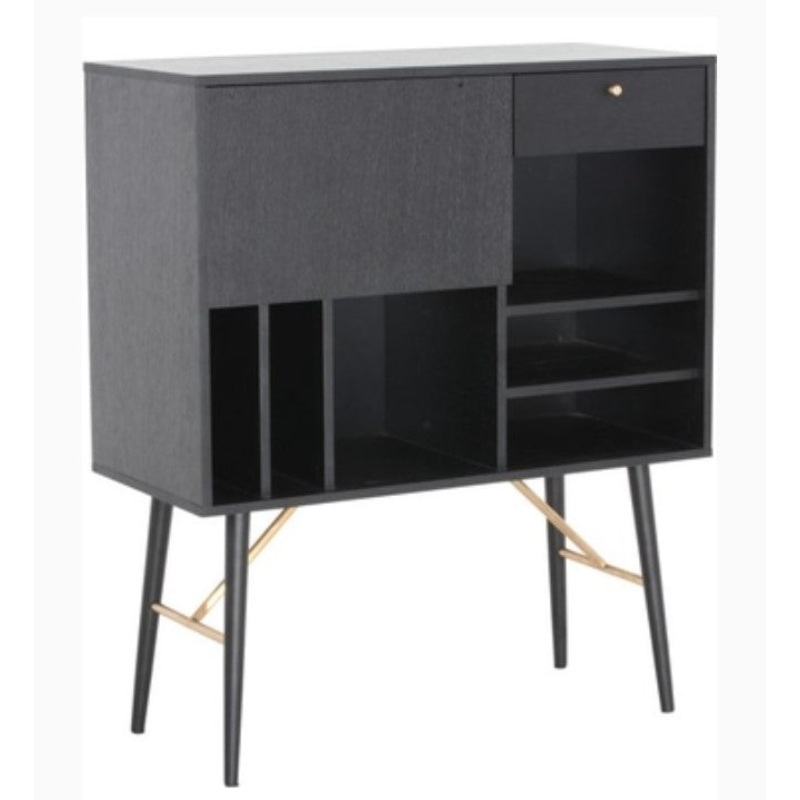 32' Black Mdf And Glass Buffet By Homeroots