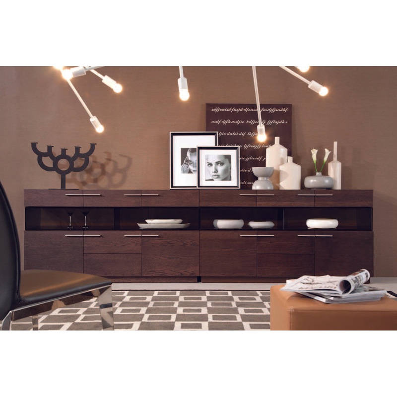 32' Brown Veneer And Glass Buffet By Homeroots