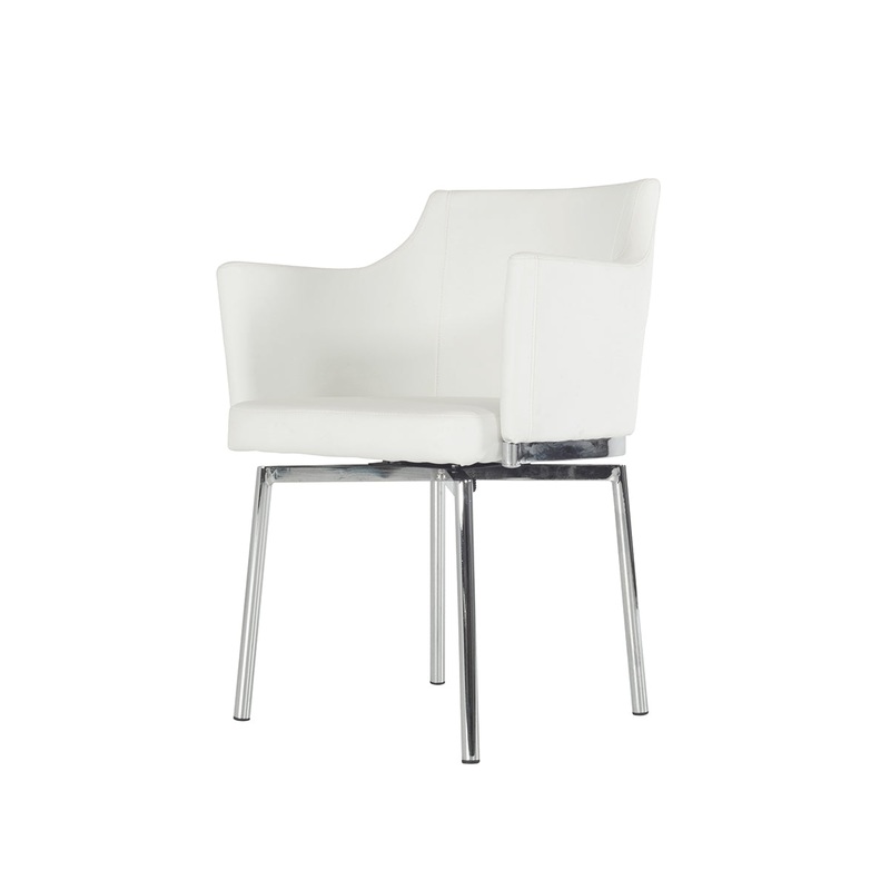 32' White Leatherette And Steel Dining Chair By Homeroots