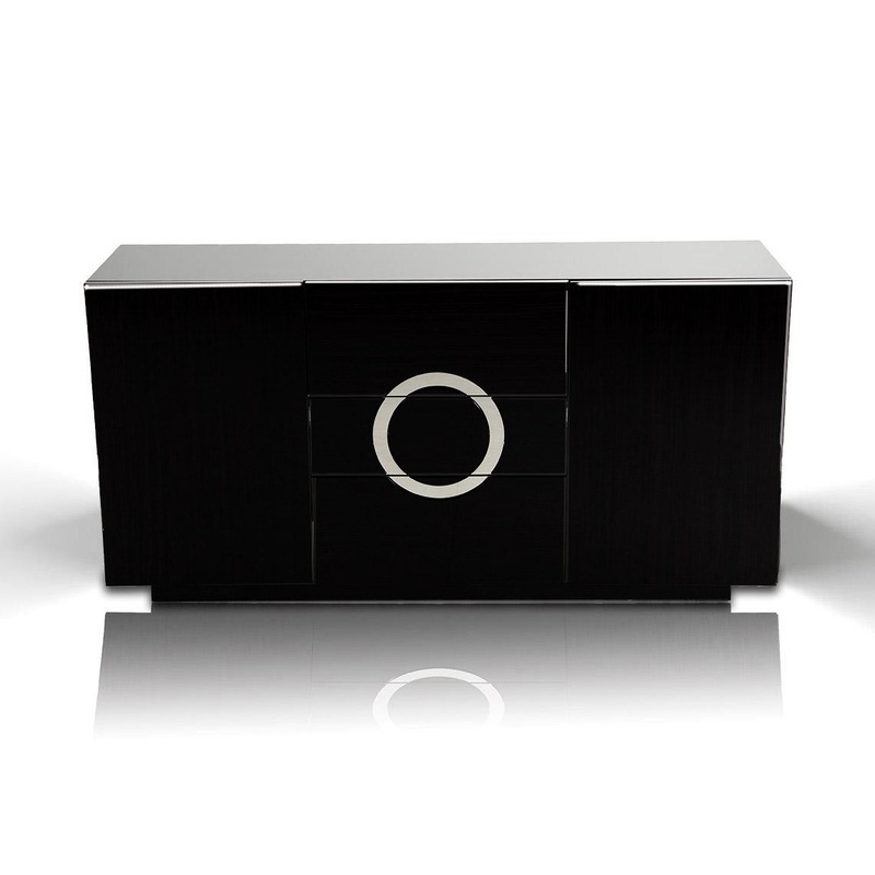 33' Black Lacquer Mdf Buffet With 2 Doors And 3 Drawers By Homeroots