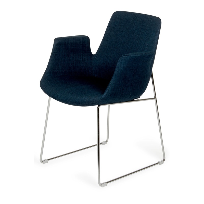 33' Blue Fabric Polyester And Metal Dining Chair By Homeroots