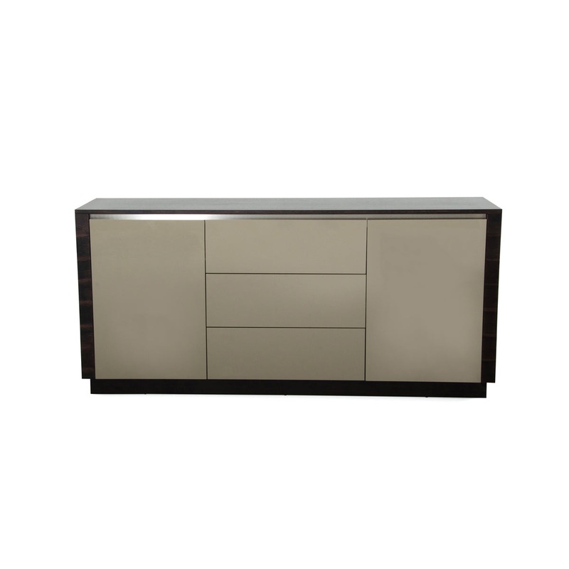33' Oak And Grey Gloss Veneer And Mdf Buffet By Homeroots