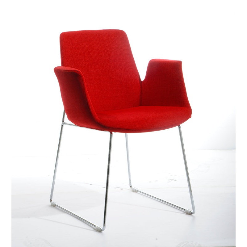 33' Red Polyester Fabric And Metal Dining Chair By Homeroots