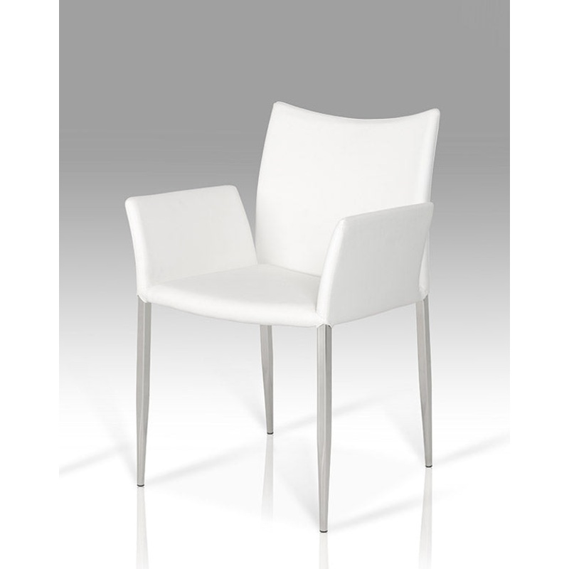 33' White Leatherette And Steel Dining Chair By Homeroots