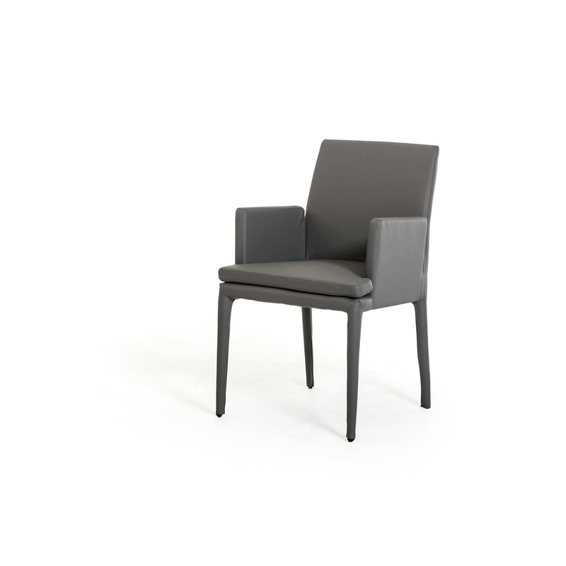 34' Grey Leatherette And Metal Dining Chair By Homeroots