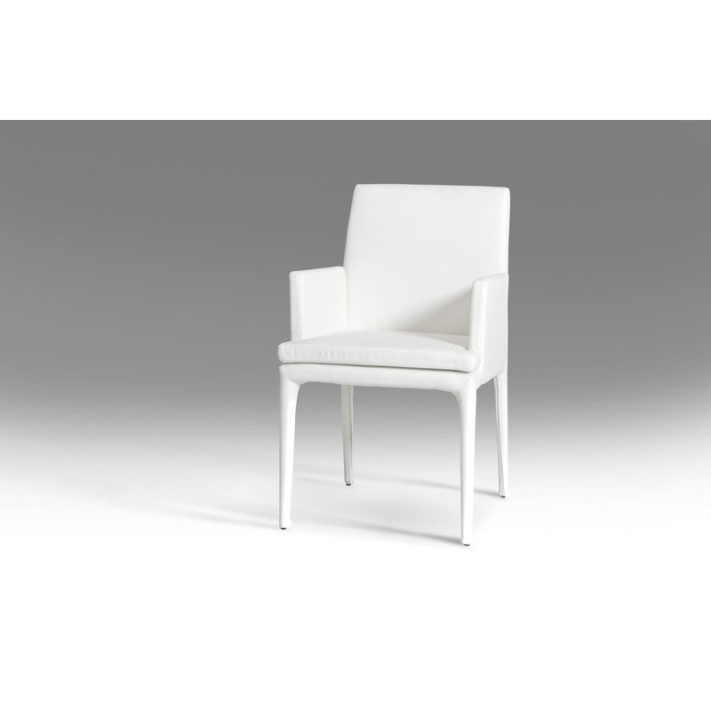 34' White Leatherette And Metal Dining Chair By Homeroots