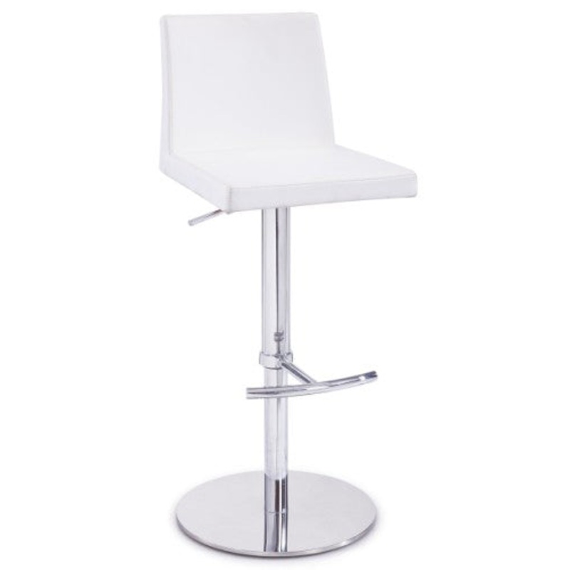 42' White Leatherette And Steel Bar Stool By Homeroots