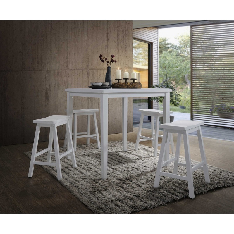 5Pc White Rubber Wood Counter Height Set By Homeroots
