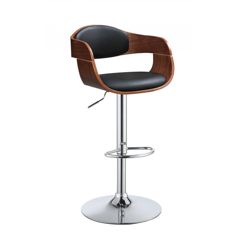 Black And Walnut Adjustable Stool By Homeroots - 286642