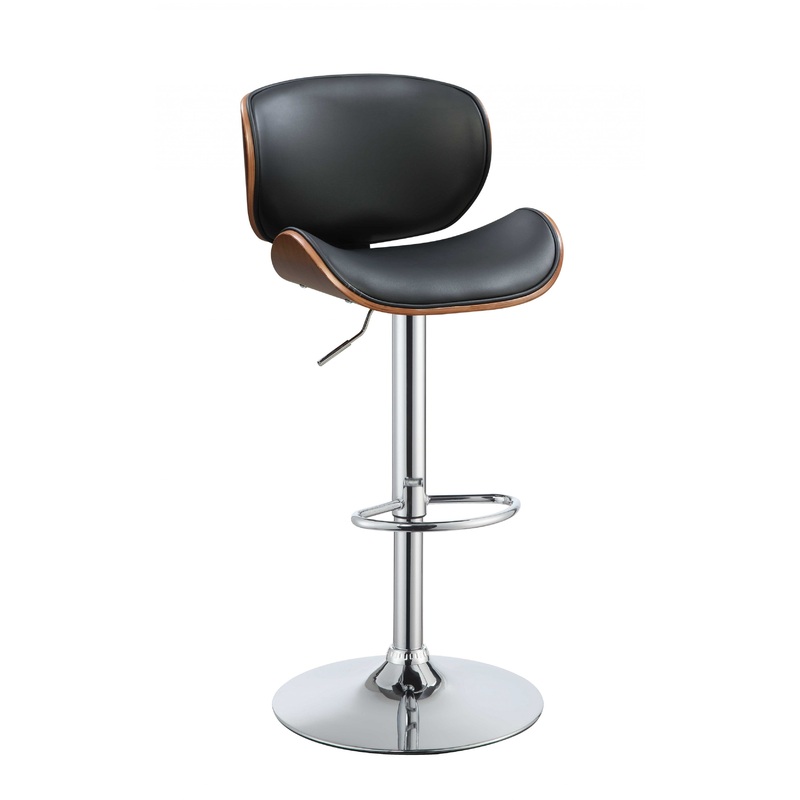 Black And Walnut Adjustable Stool By Homeroots - 286643