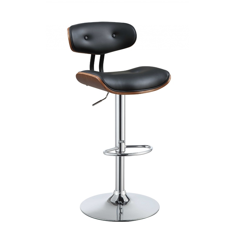 Black And Walnut Adjustable Stool By Homeroots - 286644