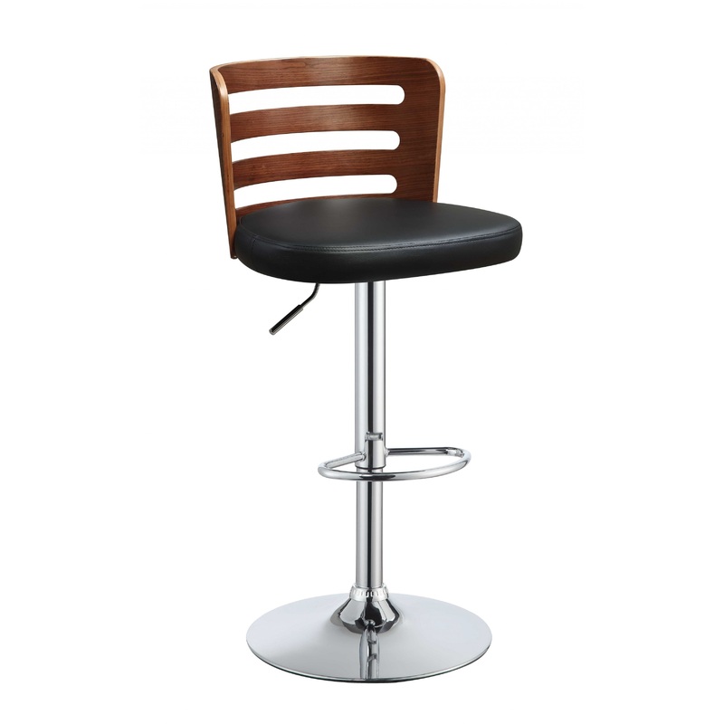 Black Faux Leather Stool Adjustable Height And Swivel Stool By Homeroots