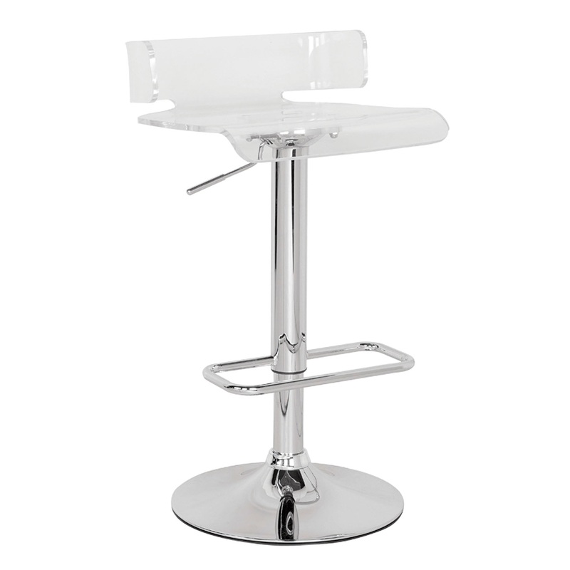 Clear And Chrome Swivel Adjustable Bar Stool By Homeroots