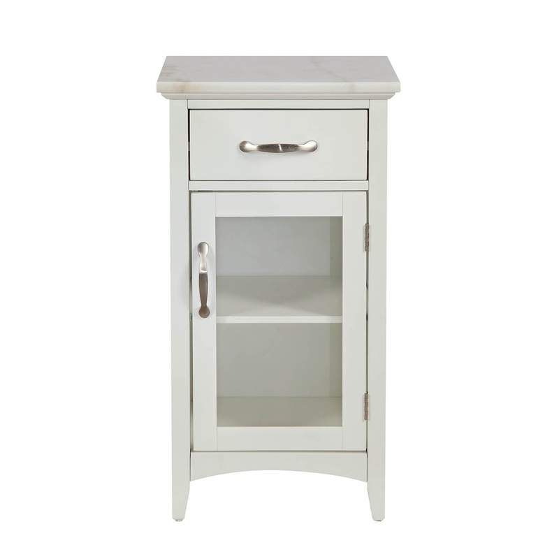 Compact Stylish White Marble Top Cabinet By Homeroots