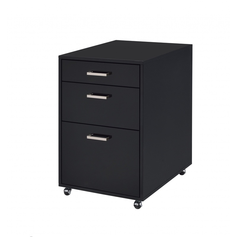 File Cabinet In Black High Gloss And Chrome - Metal Tube, Mdf, Poly Ven Black High Gloss And Chrome By Homeroots
