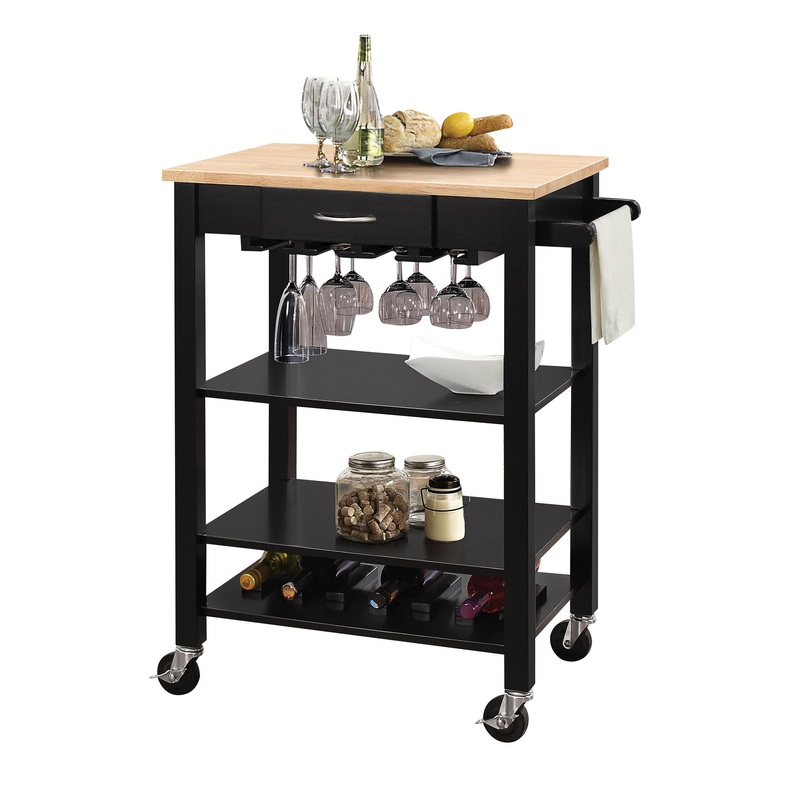 Natural And Black Kitchen Cart By Homeroots