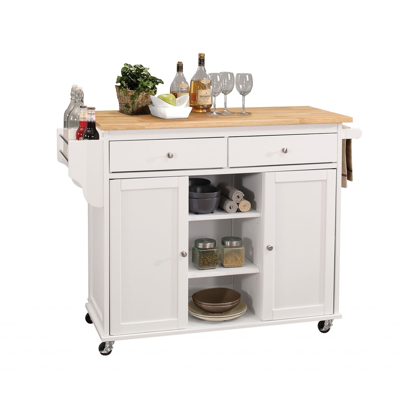 Natural And White Kitchen Island By Homeroots - 286672