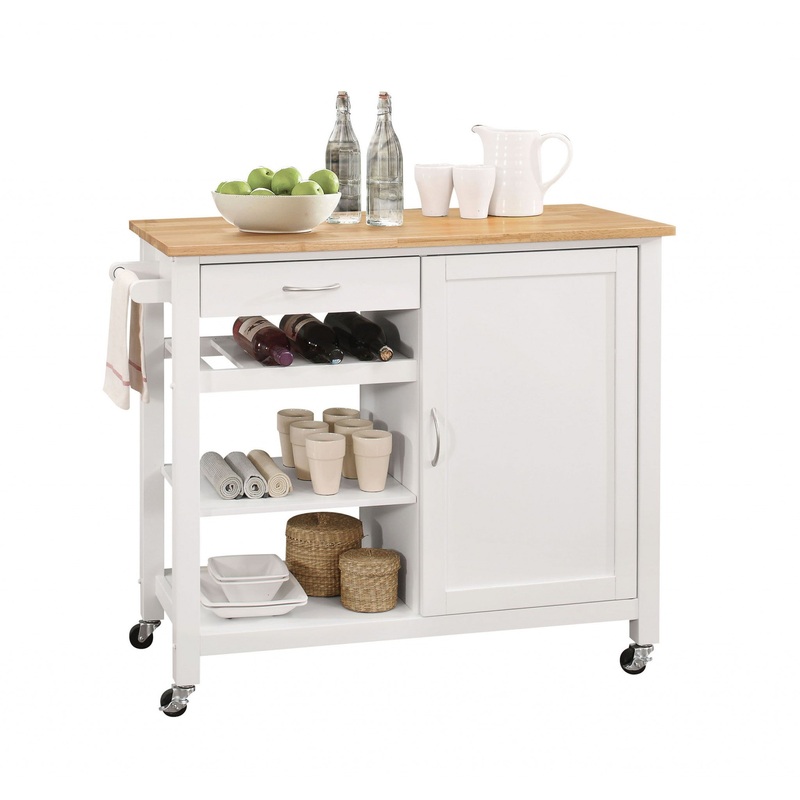 Natural And White Kitchen Island By Homeroots - 286675