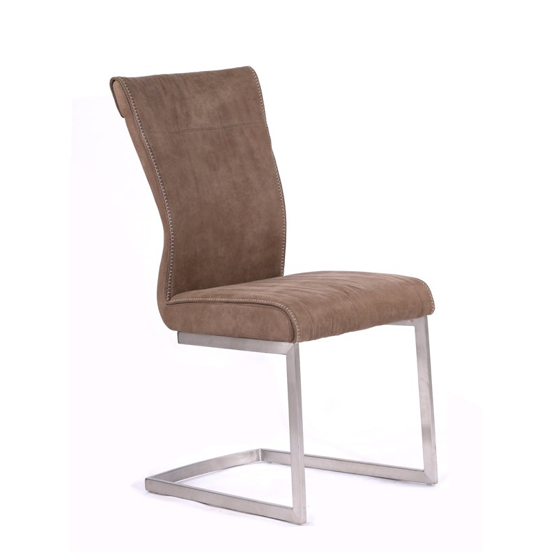 Set Of 2 Brown Fabric And Steel Dining Chair By Homeroots