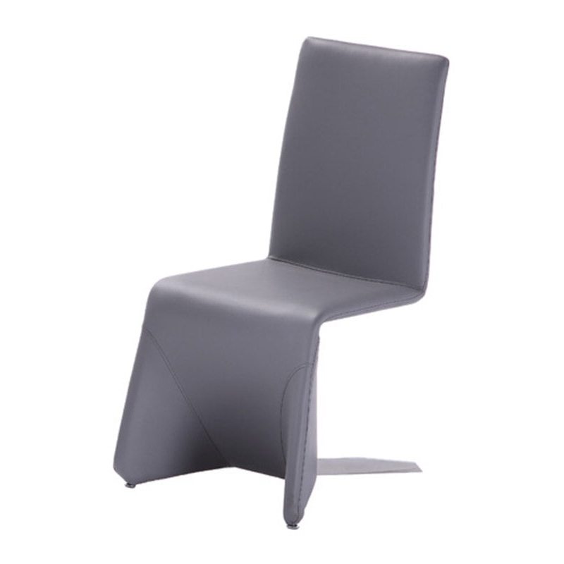 Set Of Two Gray Contemporary Faux Leather Dining Chairs By Homeroots