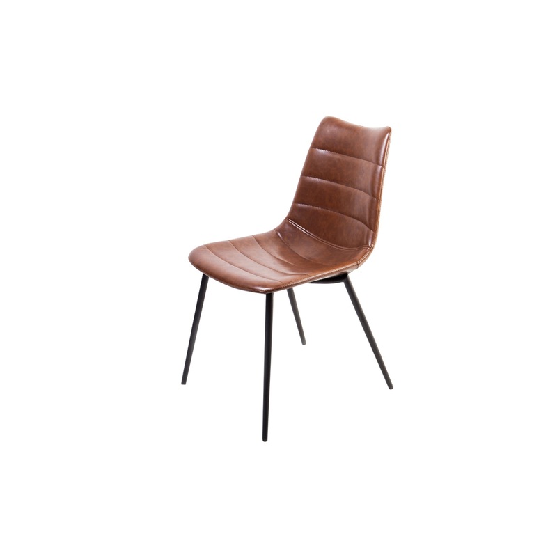 Two 32' Brown Leatherette And Iron Dining Chairs By Homeroots