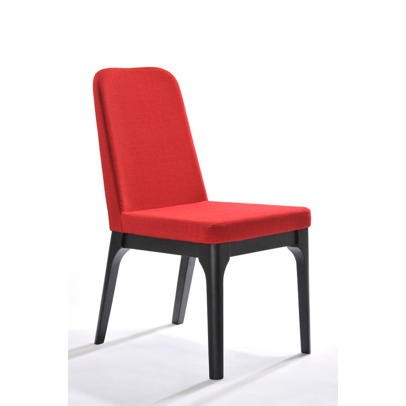 Two 35' Red Linen Fabric And Metal Dining Chairs By Homeroots