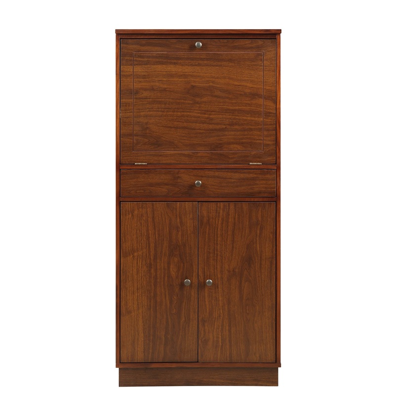 Walnut Mdf Wine Cabinet By Homeroots