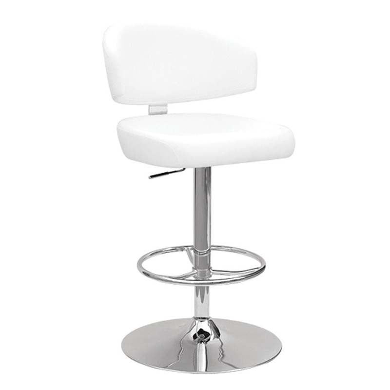 White And Chrome Swivel Adjustable Stool By Homeroots