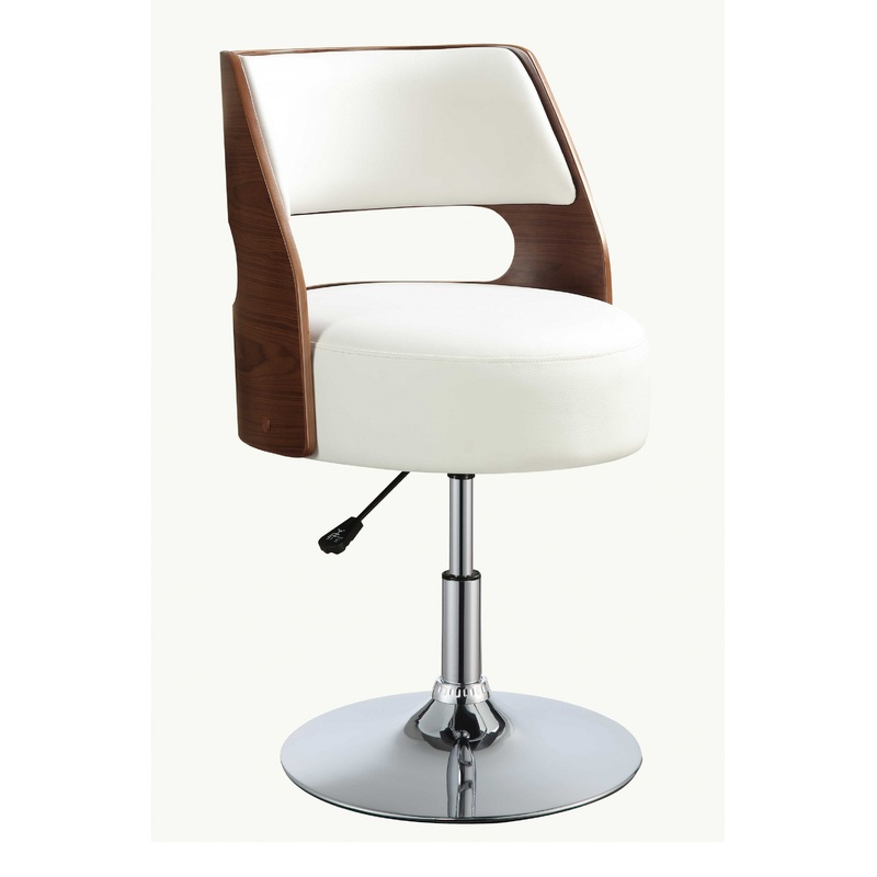 White And Walnut Swivel Adjustable Stool By Homeroots