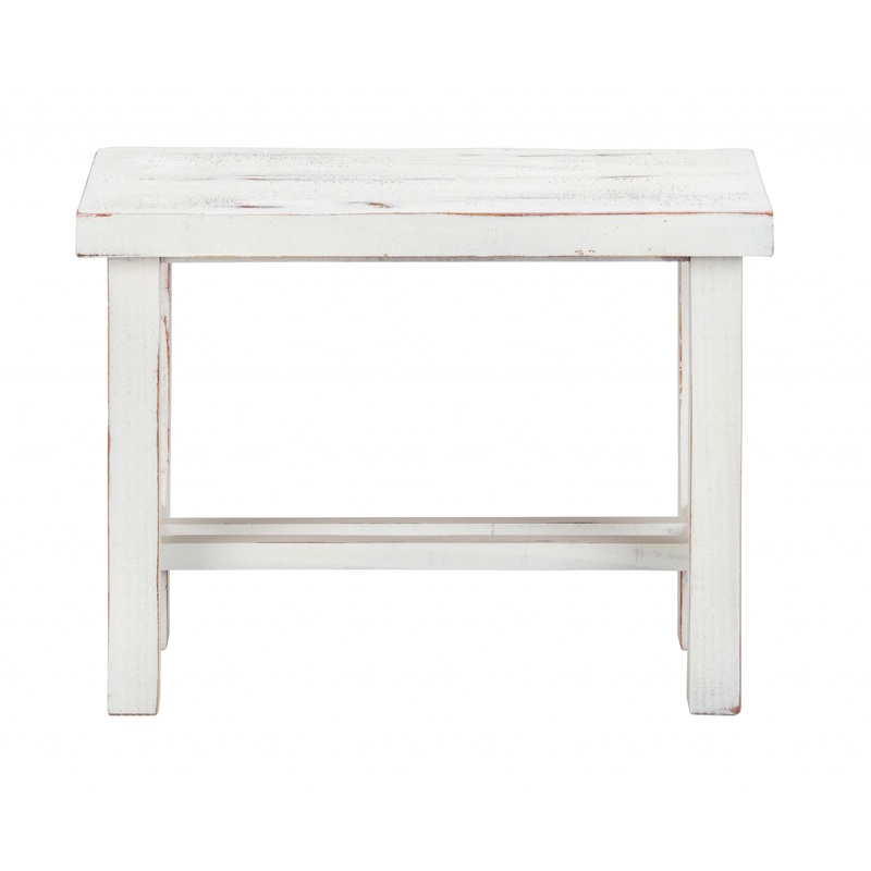 24" Rustic White Distressed Bench By Homeroots