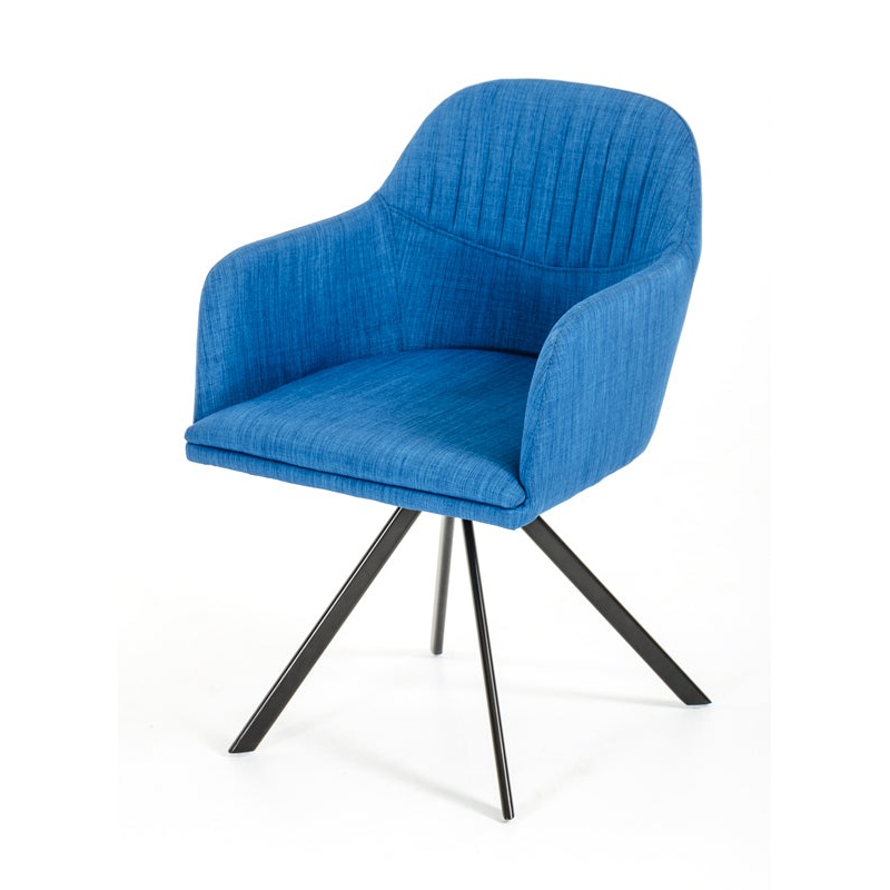 31' Blue Fabric And Metal Dining Arm Chair By Homeroots