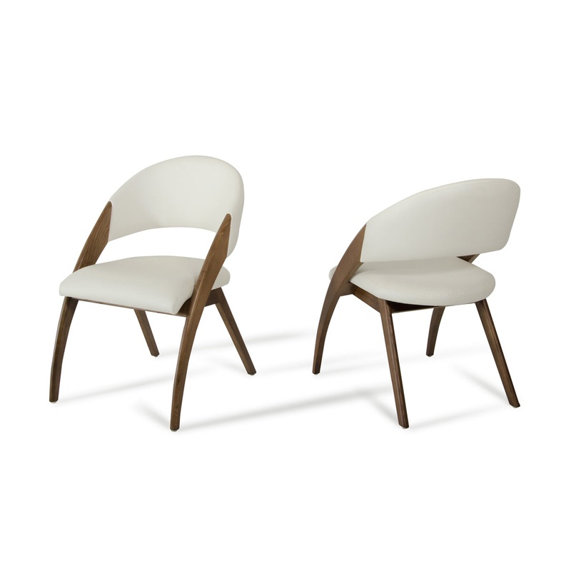 31' Walnut Wood And Cream Leatherette Dining Chair By Homeroots