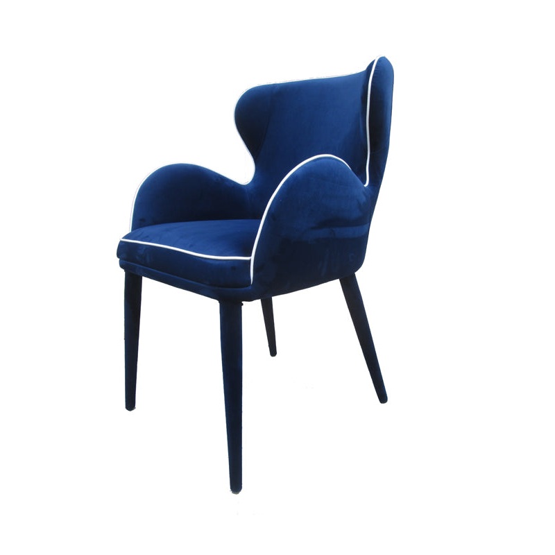 33' Blue Fabric And Metal Dining Chair By Homeroots