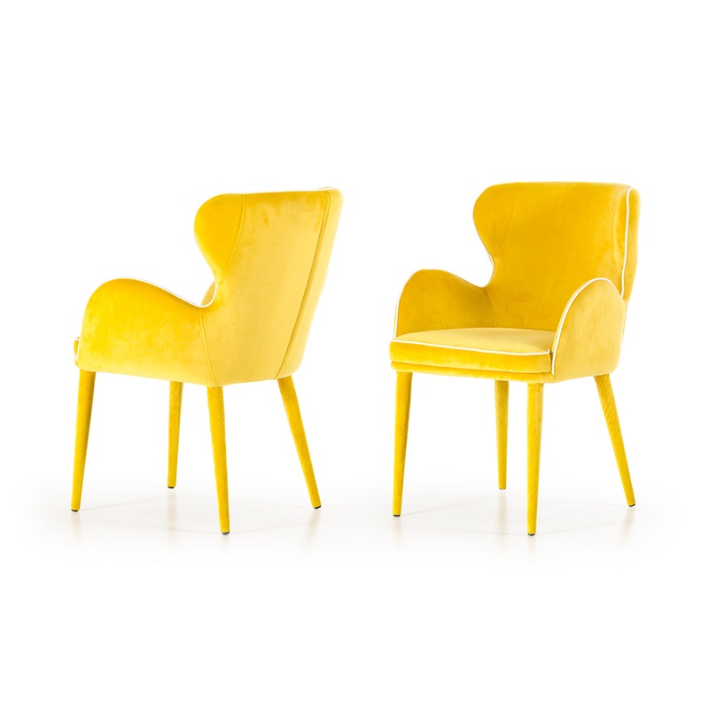 33' Yellow Fabric And Metal Dining Chair By Homeroots
