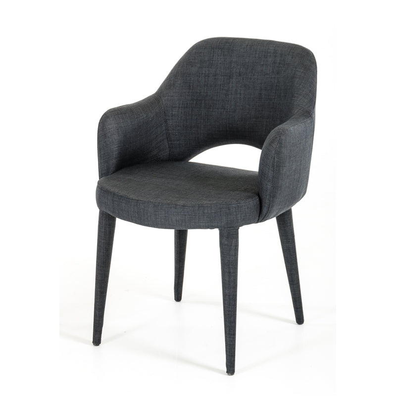 34' Dark Grey Fabric And Metal Dining Chair By Homeroots