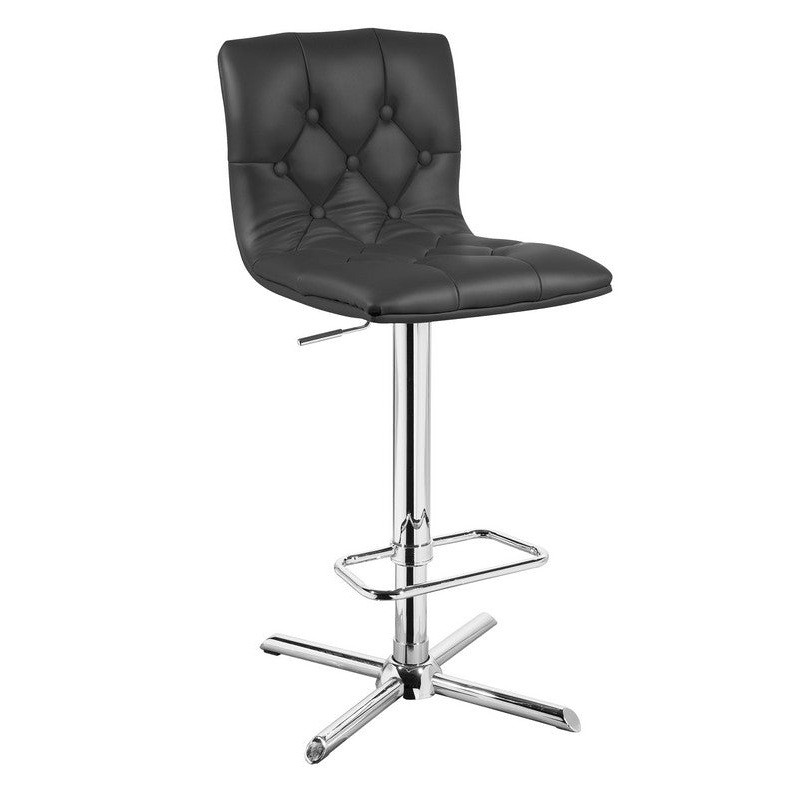 35' Black Leatherette And Steel Bar Stool By Homeroots