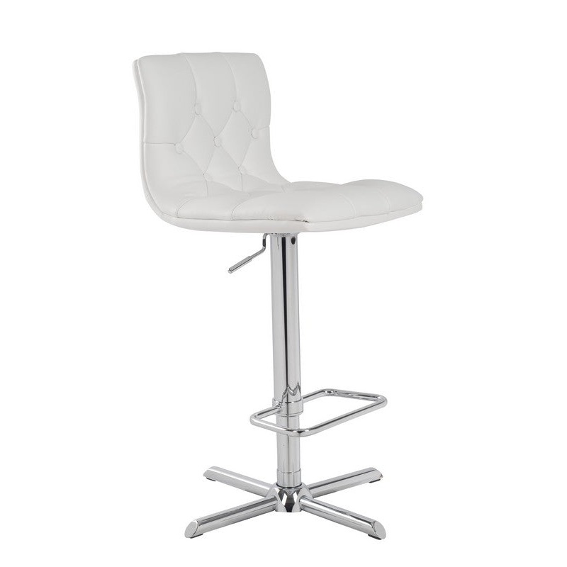 35' White Leatherette And Steel Bar Stool By Homeroots
