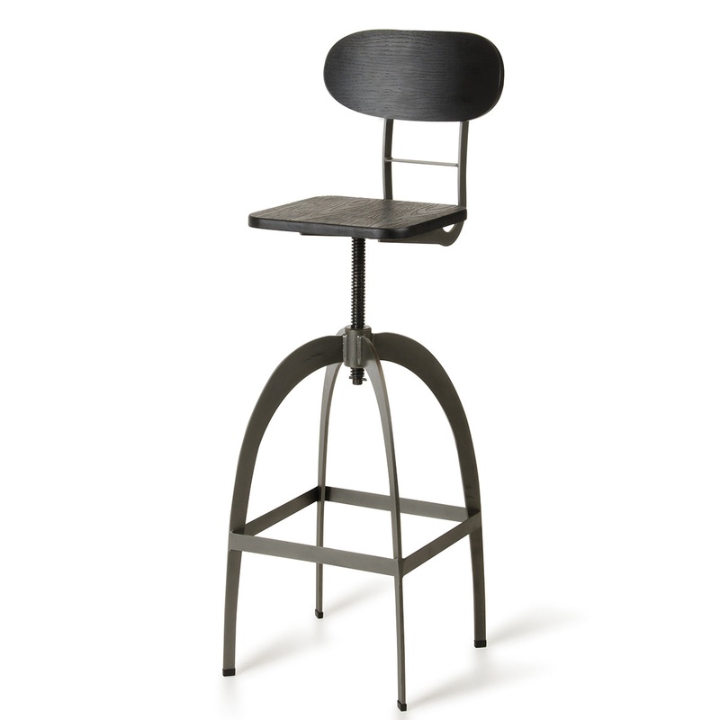 38' Black And Gun Metal And Wood Bar Stool By Homeroots