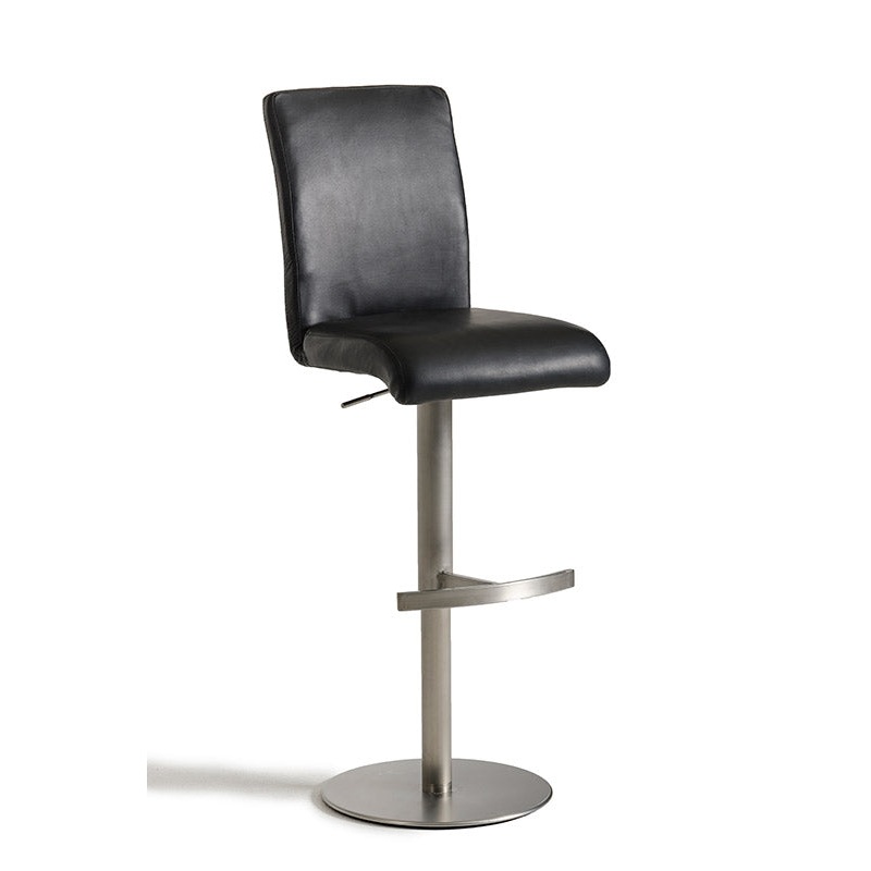 38' Black Eco Leather And Steel Bar Stool By Homeroots