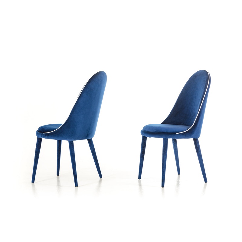 38' Blue And White Fabric And Metal Dining Chair By Homeroots