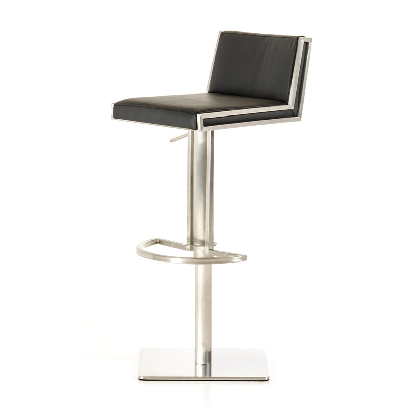 40' Black And Walnut Leatherette Veneer And Steel Bar Stool By Homeroots
