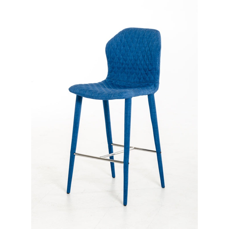 41' Blue Fabric And Metal Bar Stool By Homeroots