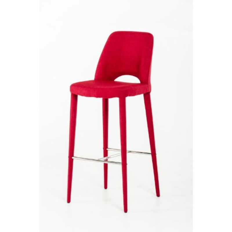41' Red Fabric And Metal Bar Stool By Homeroots