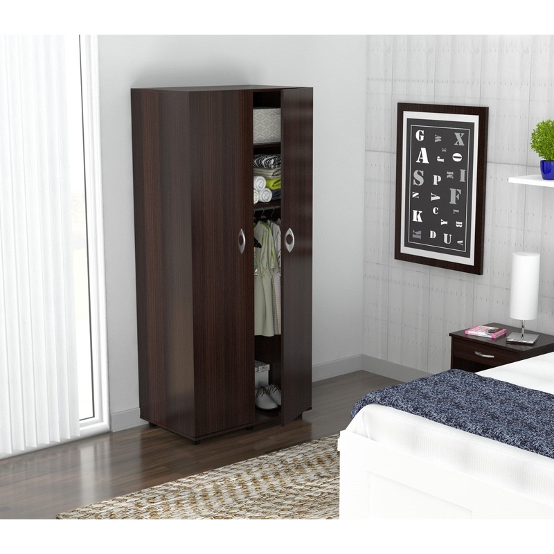 Espresso Finish Wood Wardrobe With Two Doors By Homeroots