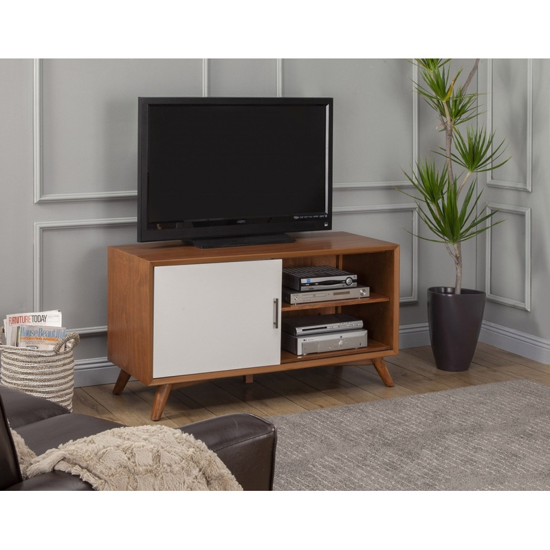 Flair 50" Acorn and White Mid Century Mod TV Console By Homeroots
