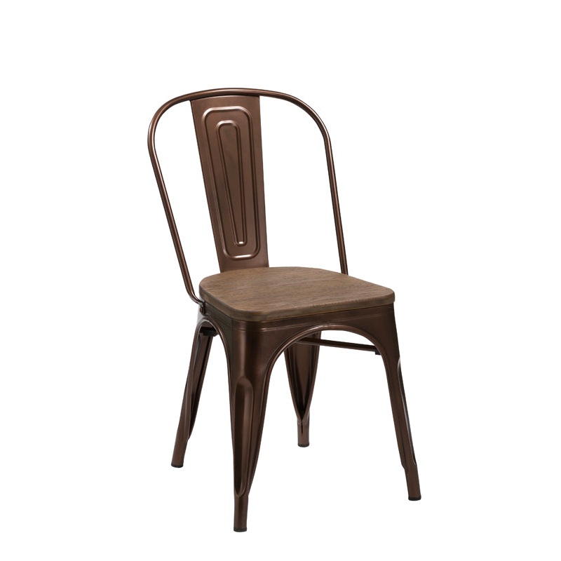 Four 33' Metal And Wood Dining Chairs By Homeroots