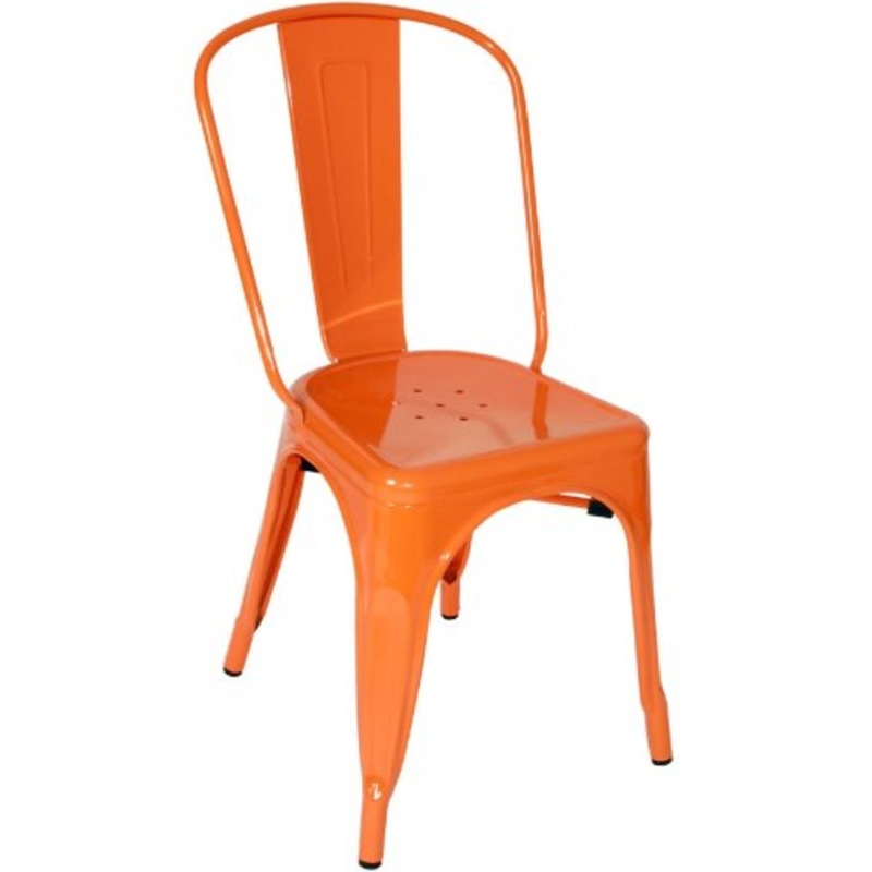 Four 33' Orange Steel Side Chairs By Homeroots