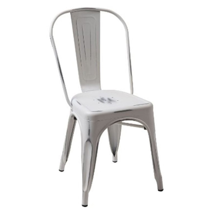 Four 33' Vintage White Metal Side Chairs By Homeroots